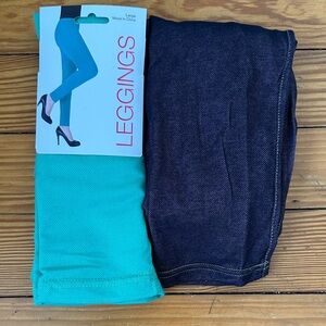 Stylish green and dark blue leggings